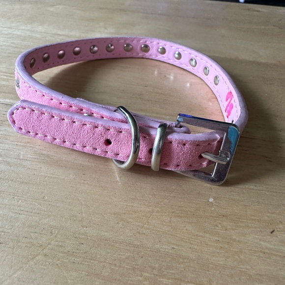 Beautiful Pink Suede Rhinestone Collar - Picture 2 of 3